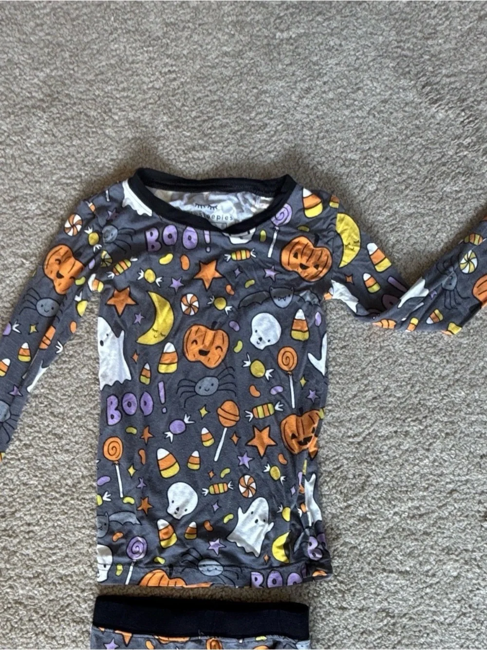 Little Sleepies Halloween Pajama Set - Gray with Orange, White & Purple Accents
